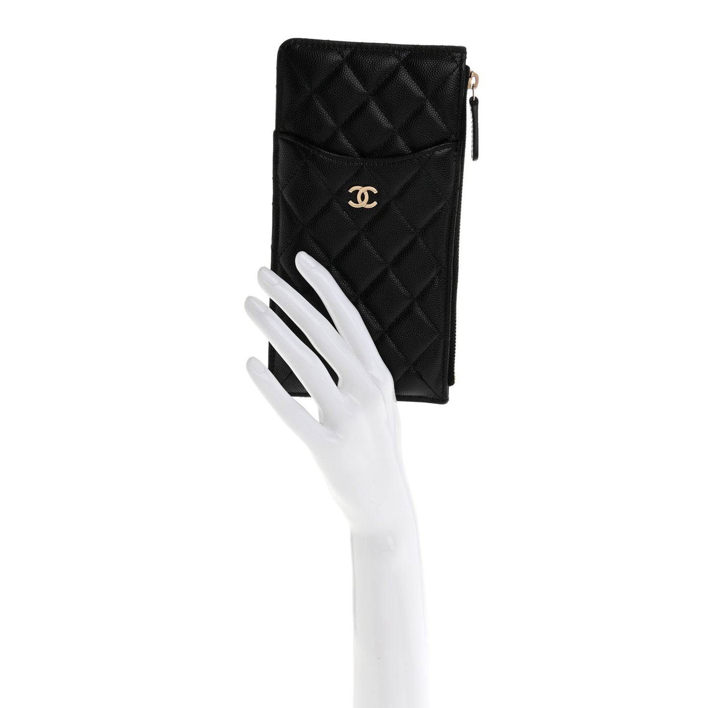 Caviar Quilted Classic Flat Wallet Pouch Black
