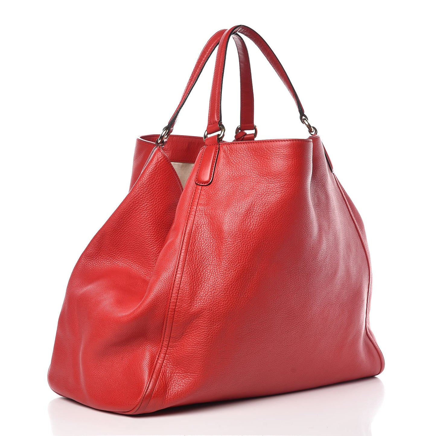 Pebbled Calfskin Large Soho Shoulder Bag Red