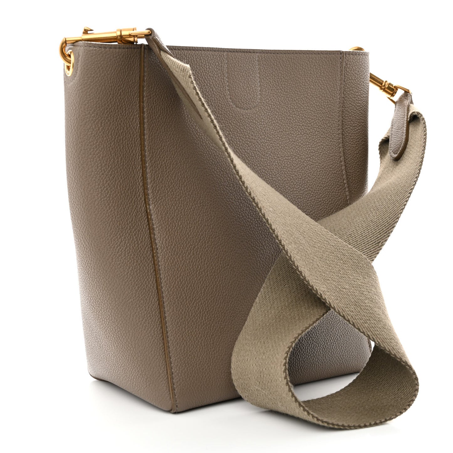 Soft Grained Calfskin Small Sangle Bucket Bag Taupe