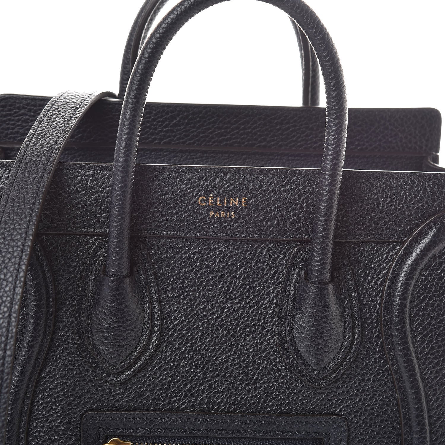 Celine Drummed Calfskin Nano Luggage Midnight 7 of 9