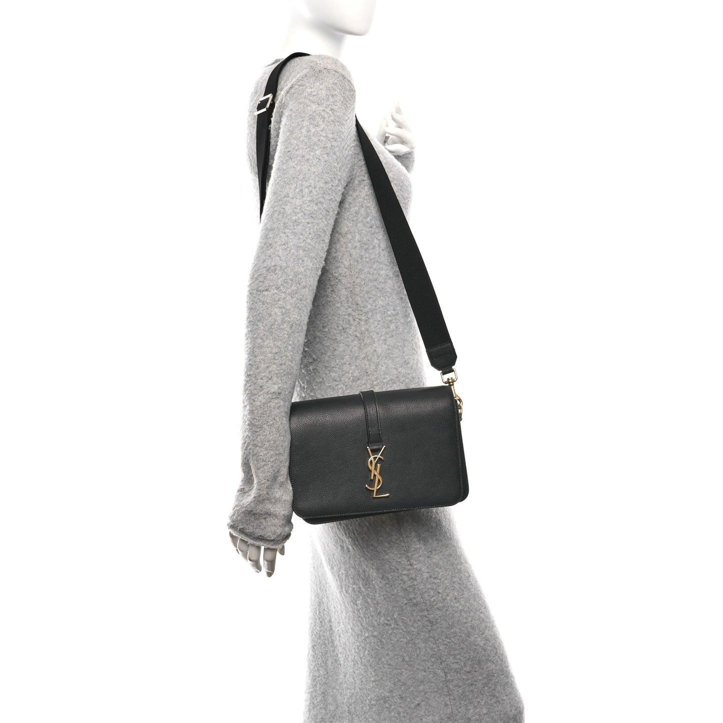 Textured Calfskin Medium Classic Monogram Universite Bag Black