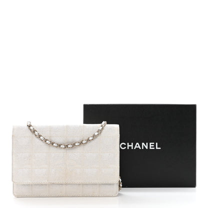 Chanel Nylon Travel Wallet On Chain WOC Metallic Silver 20 of 20