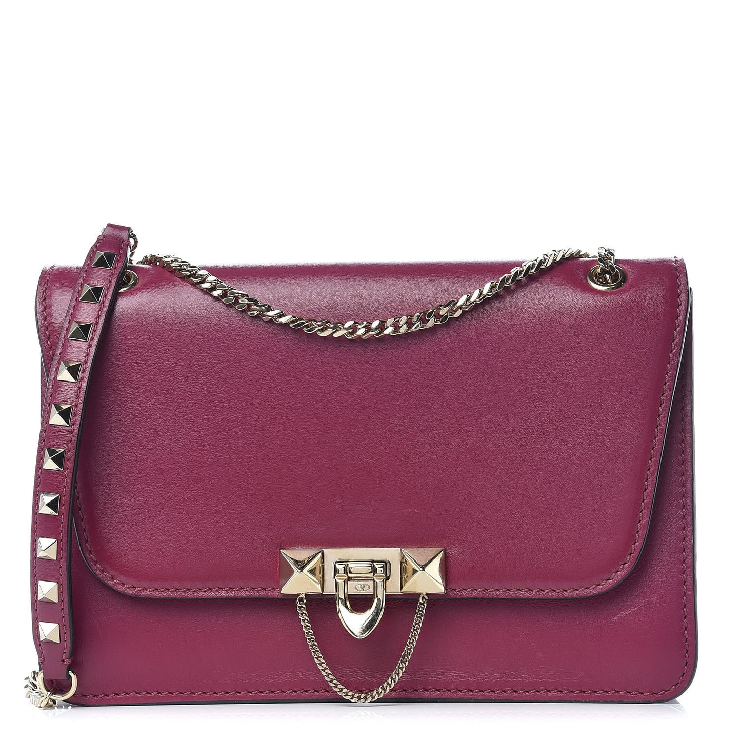Vitello Small Rockstud Demilune Shoulder Bag Grape