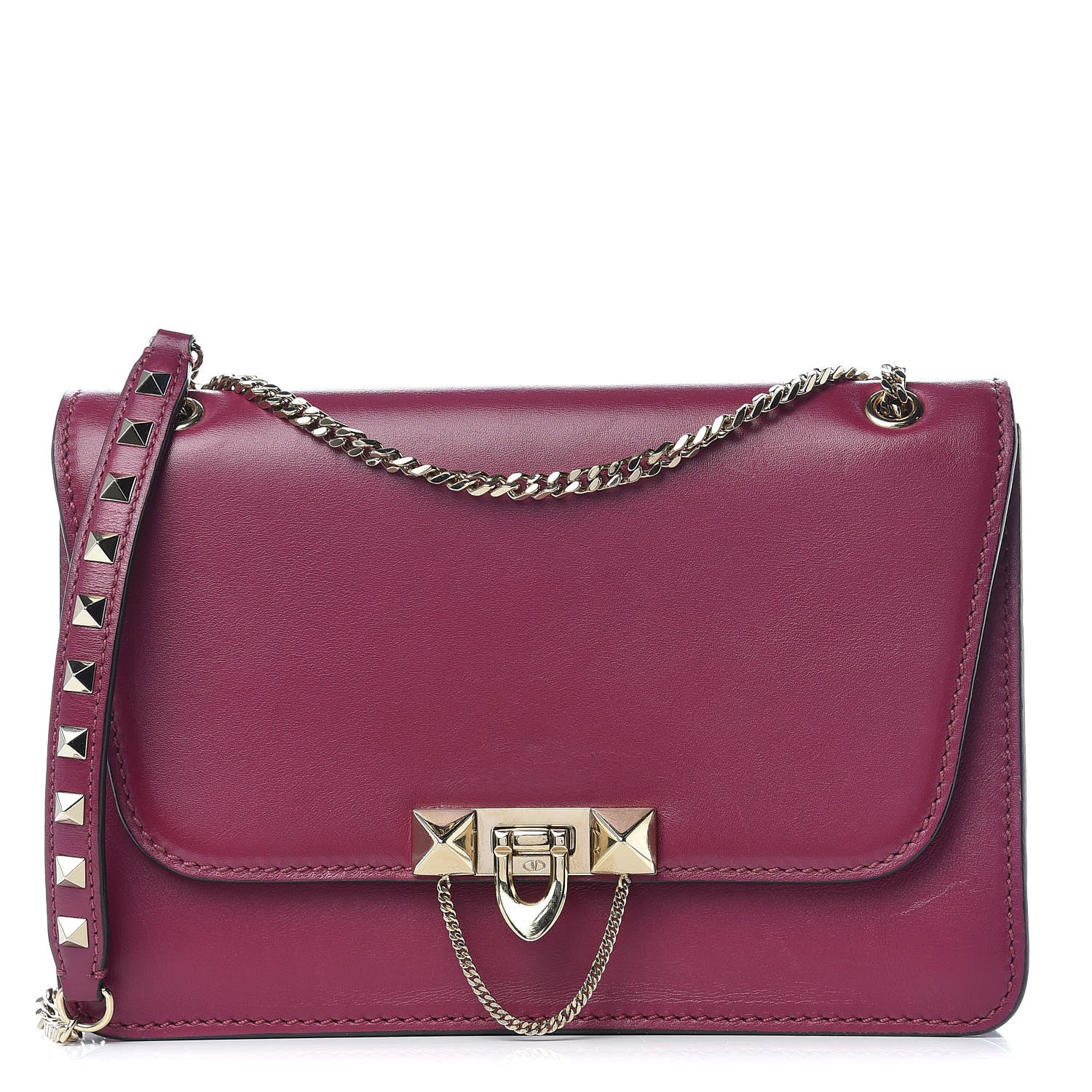 Valentino Garavani Vitello Small Rockstud Demilune Shoulder Bag Grape 1 of 8
