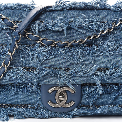 Chanel Calfskin Denim Fringe Chains Small Flap Blue 12 of 13