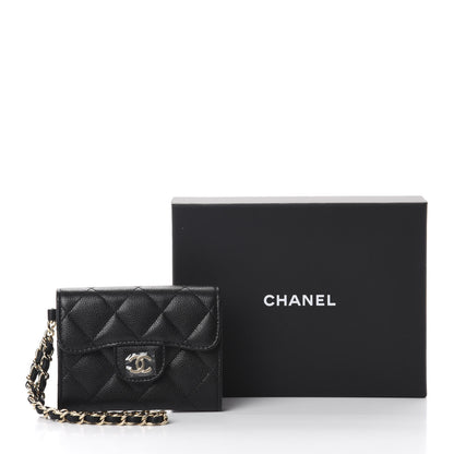 Chanel Caviar Quilted Flap Card Holder Chain Wristlet Black 9 of 9