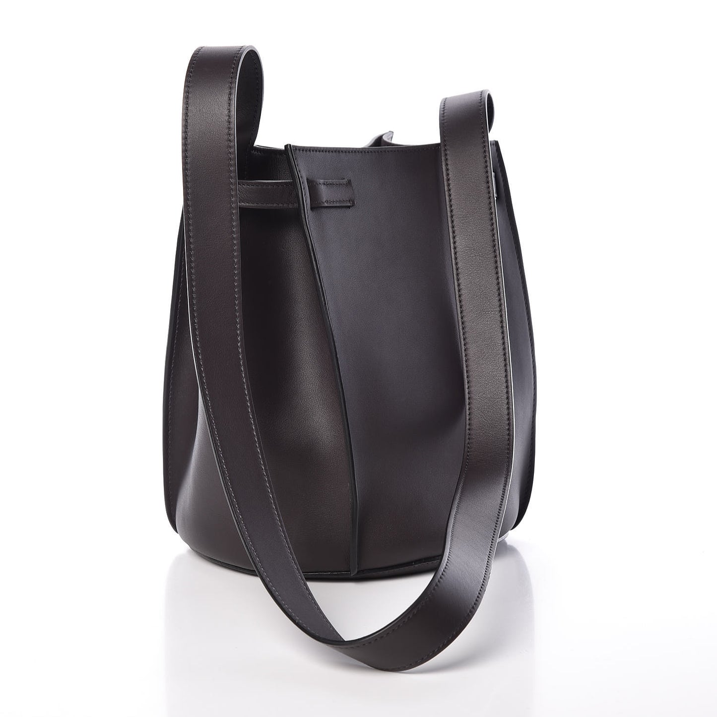 Smooth Calfskin Long Strap Big Bucket Bag Liquorice