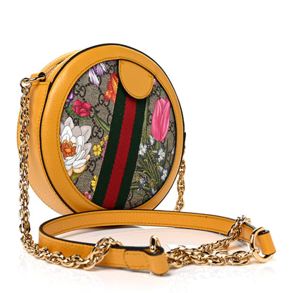 Gucci GG Supreme Monogram Flora Web Mini Ophidia Round Shoulder Bag Beige Multicolor Crop 3 of 10
