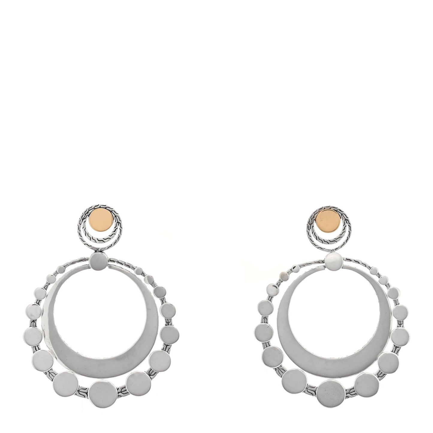 Sterling Silver 18K Yellow Gold Dot Drop Earrings