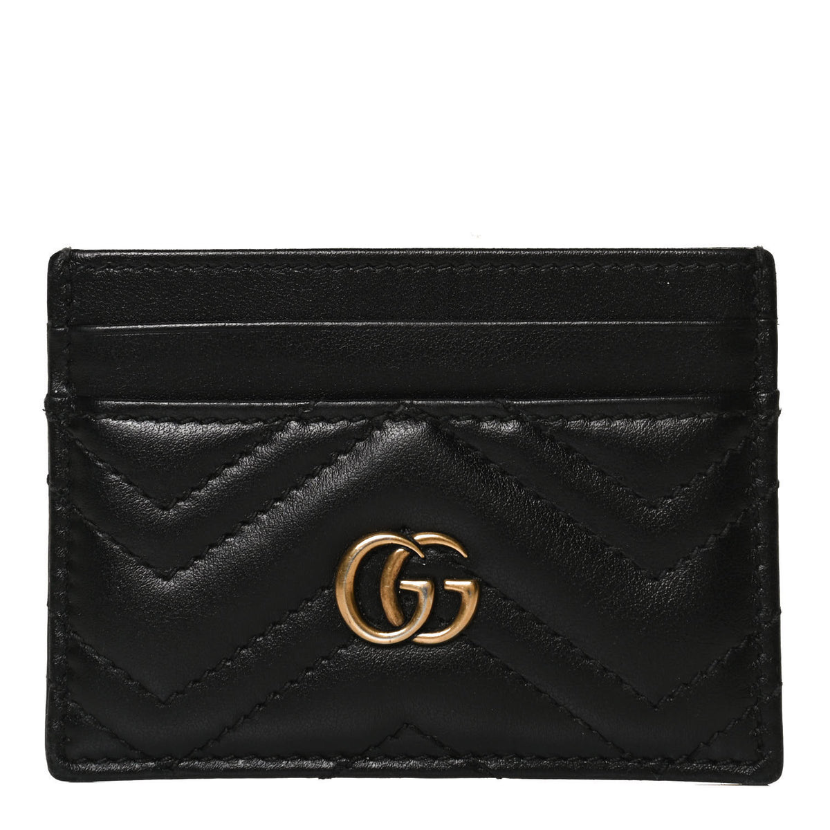 Calfskin Matelasse GG Marmont Card Holder Black