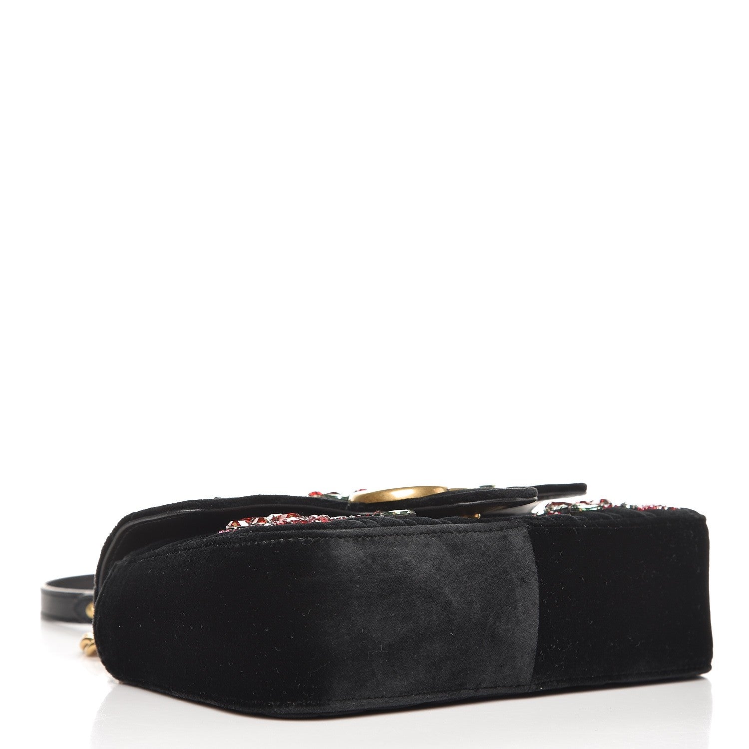 Gucci Velvet Matelasse Embroidered Mini GG Marmont Shoulder Bag Black 4 of 7