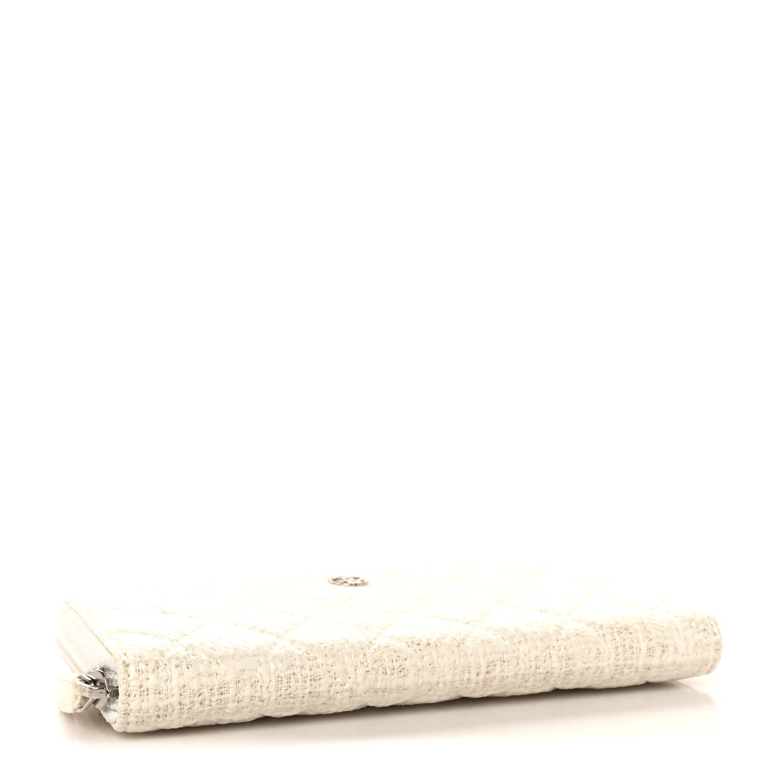 Chanel Tweed Coating Quilted Zip Around Wallet  White 4 of 8