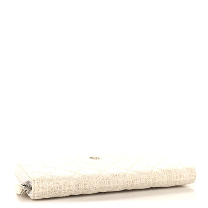 Chanel Tweed Coating Quilted Zip Around Wallet  White 4 of 8