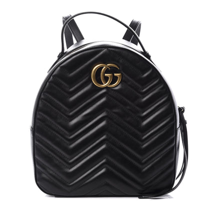Gucci Calfskin Matelasse GG Marmont Dome Backpack Black 1 of 9