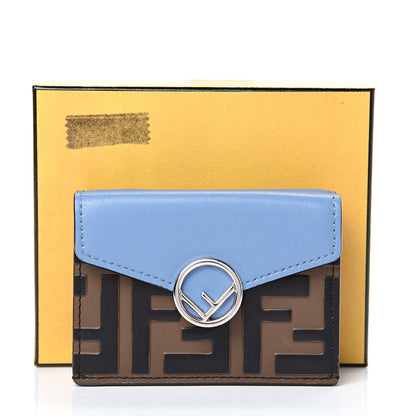 Fendi Vitello Liberty F is Fendi Bi-Color FF 1974 Embossed Micro Tri-Fold Envelope Wallet Maya Black Nebula 7 of 7