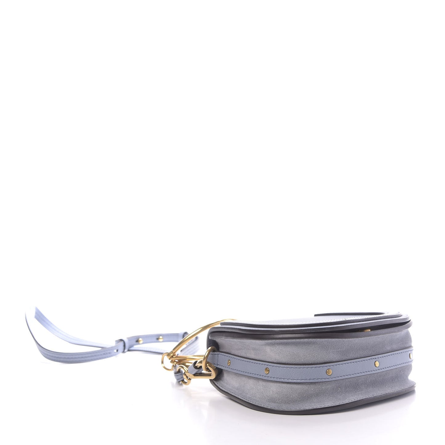 Calfskin Suede Small Nile Bracelet Bag Cloudy Blue