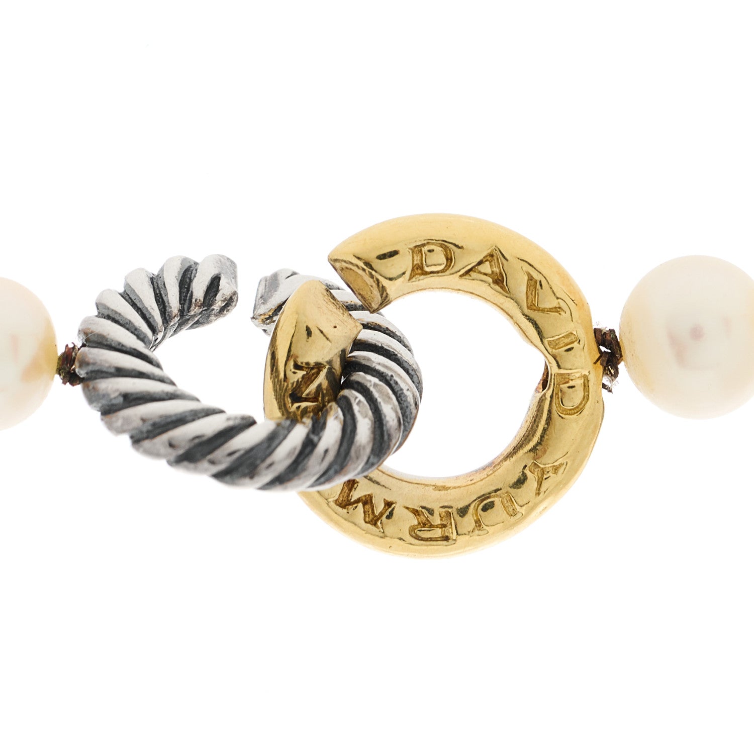 David Yurman Sterling Silver 18K Yellow Gold Pearl Necklace 5 of 5