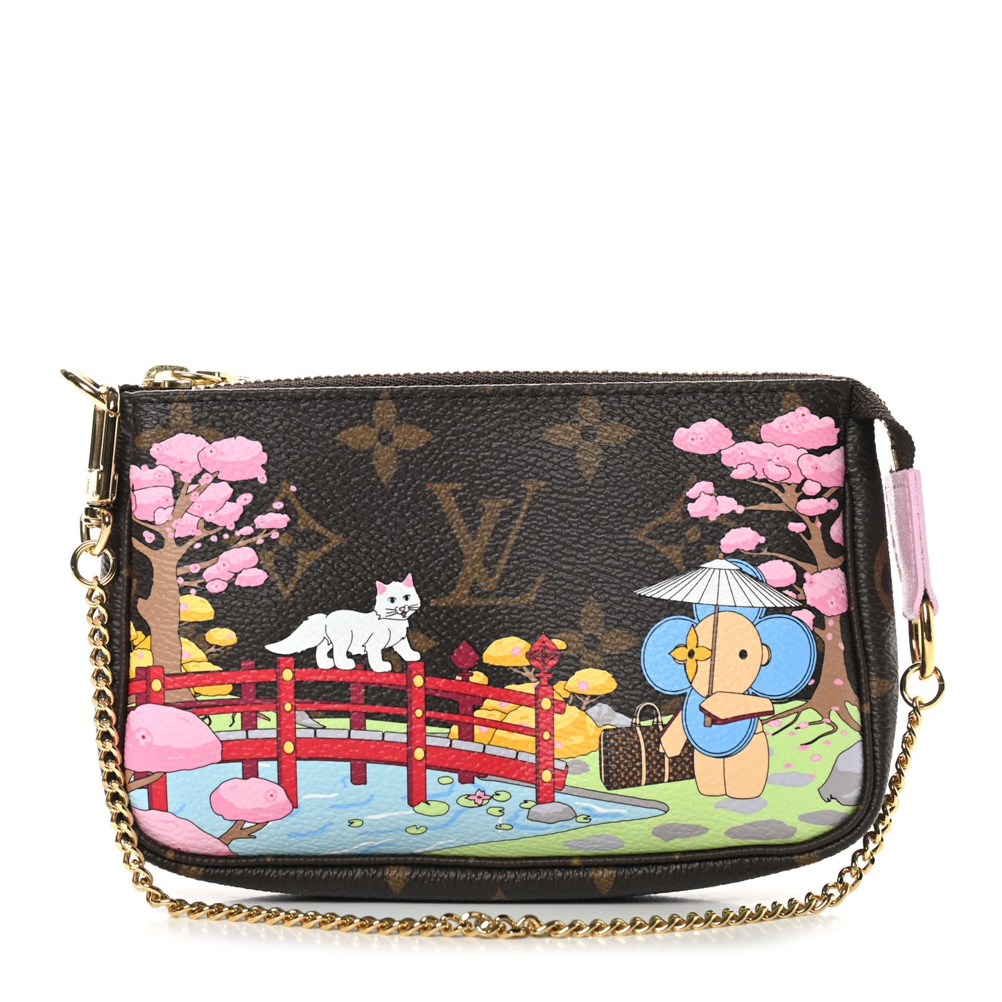 Monogram 2021 Christmas Animation Japanese Garden Mini Pochette Accessories Wisteria Pink