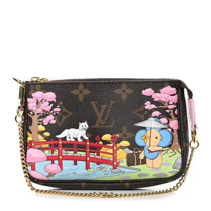 Louis Vuitton Monogram 2021 Christmas Animation Japanese Garden Mini Pochette Accessories Wisteria Pink 1 of 7