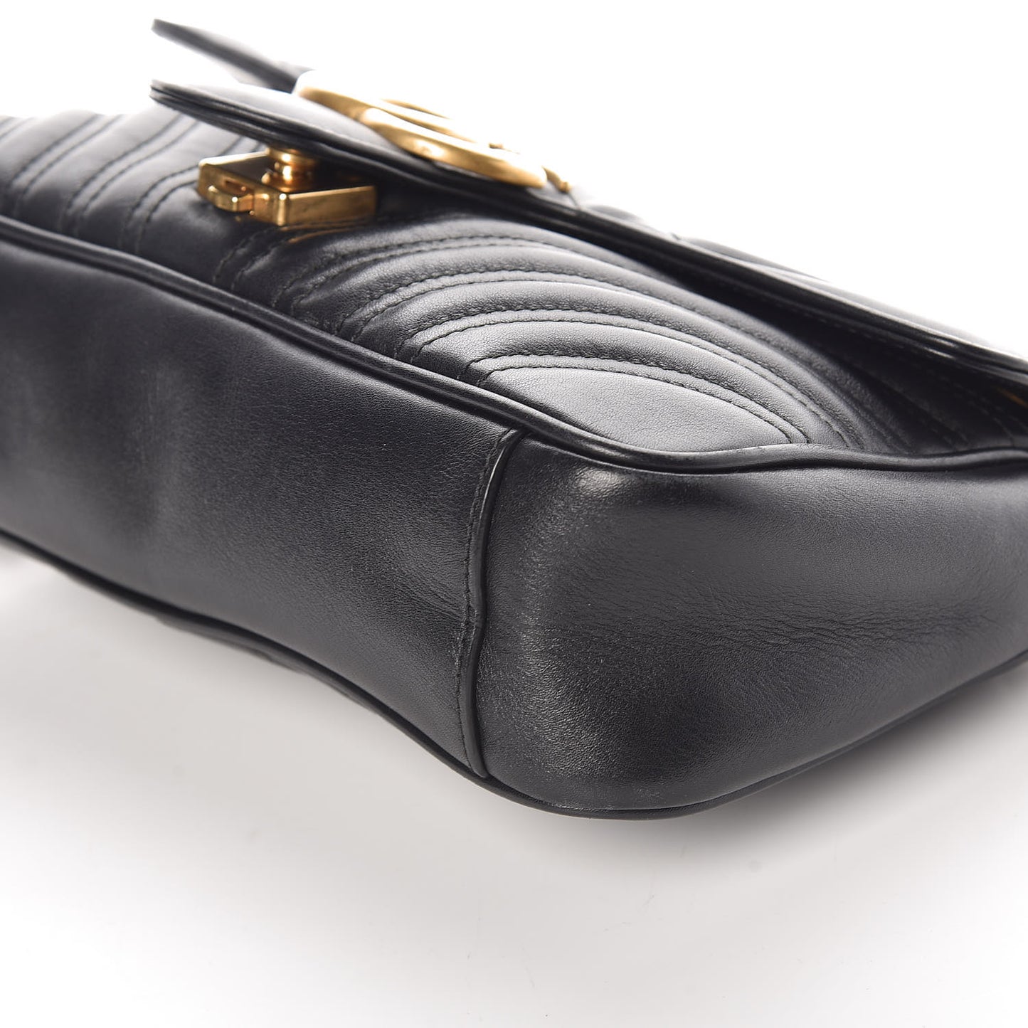 Calfskin Matelasse Small GG Marmont Shoulder Bag Black