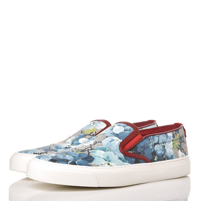 Gucci GG Supreme Monogram Blooms Womens Slip On Sneakers 39 Beige Blue Navy Red 3 of 9