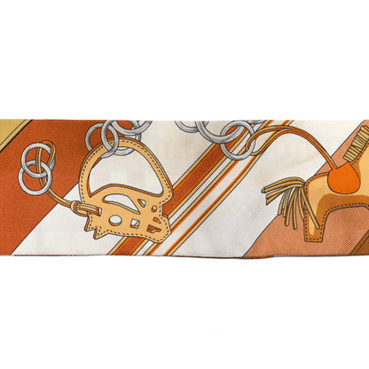 Hermes Silk Brides et Gris Twilly Caramel White Bronze 5 of 7
