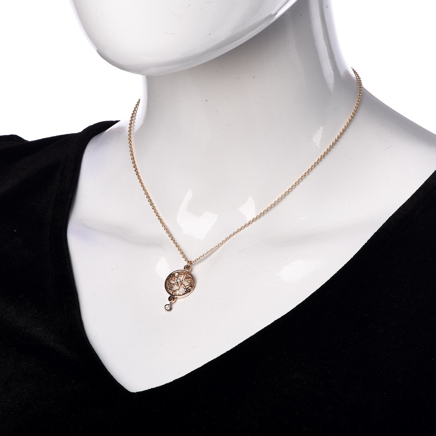 18K Rose Gold Diamond Chaine D'Ancre Passerelle Pendant Necklace