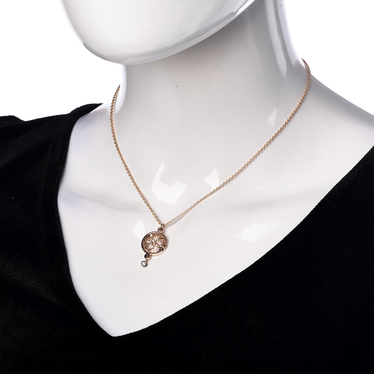 Hermes 18K Rose Gold Diamond Chaine D'Ancre Passerelle Pendant Necklace 2 of 6