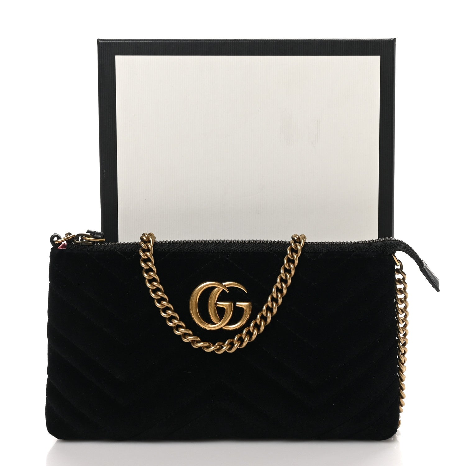 Gucci Velvet Matelasse Mini GG Marmont Chain Bag Black 11 of 11