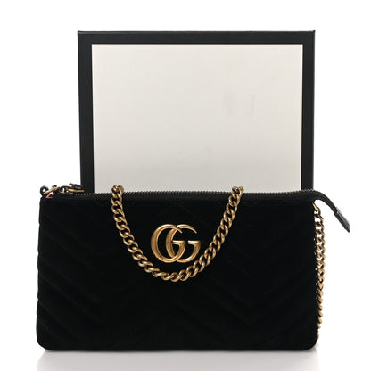 Gucci Velvet Matelasse Mini GG Marmont Chain Bag Black 11 of 11
