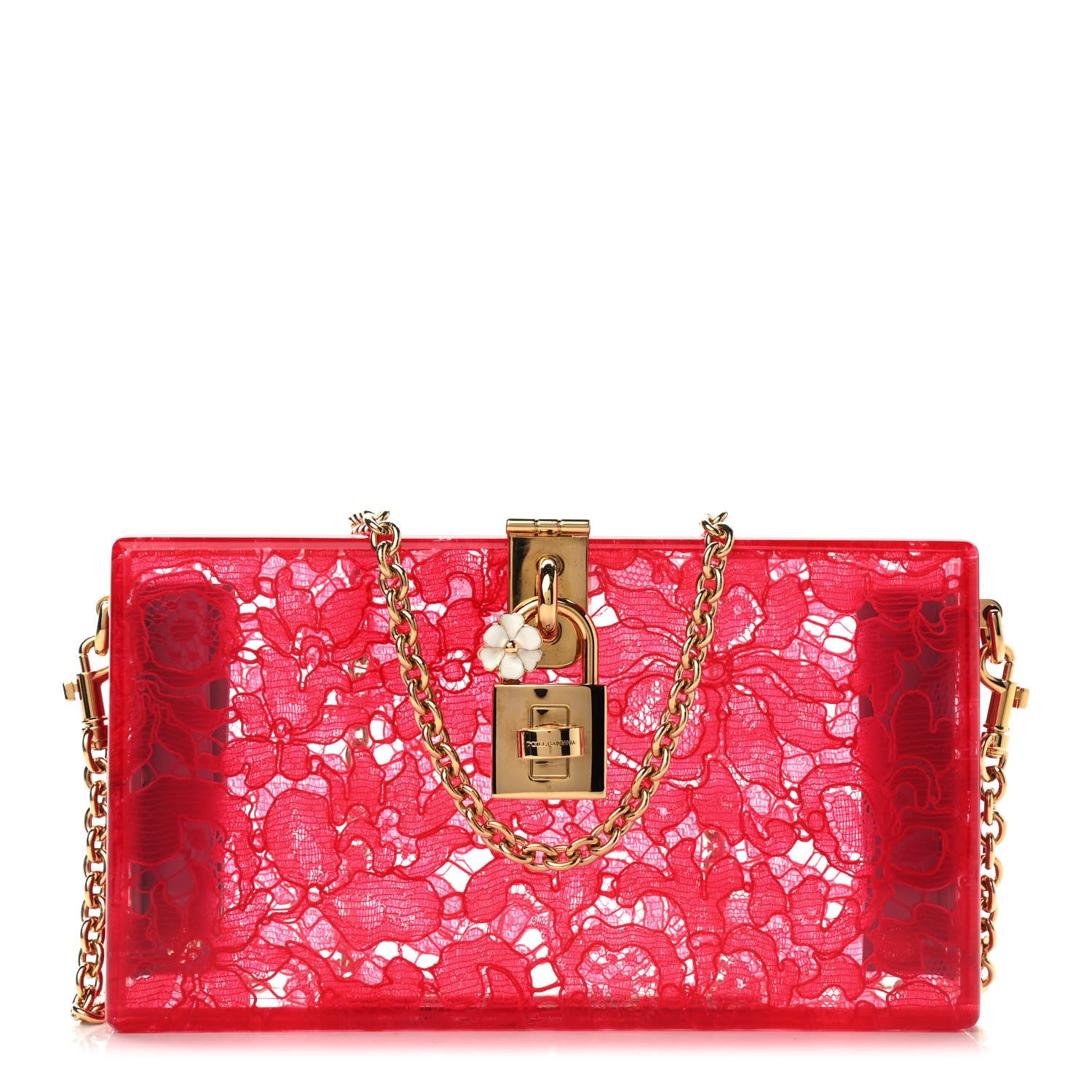Dolce & Gabbana Plexiglass Lace Dolce Box Clutch Red 1 of 8