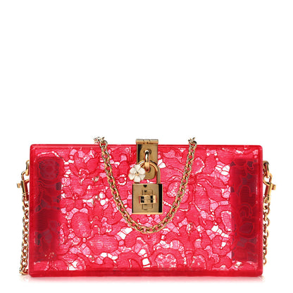 Dolce & Gabbana Plexiglass Lace Dolce Box Clutch Red 1 of 8