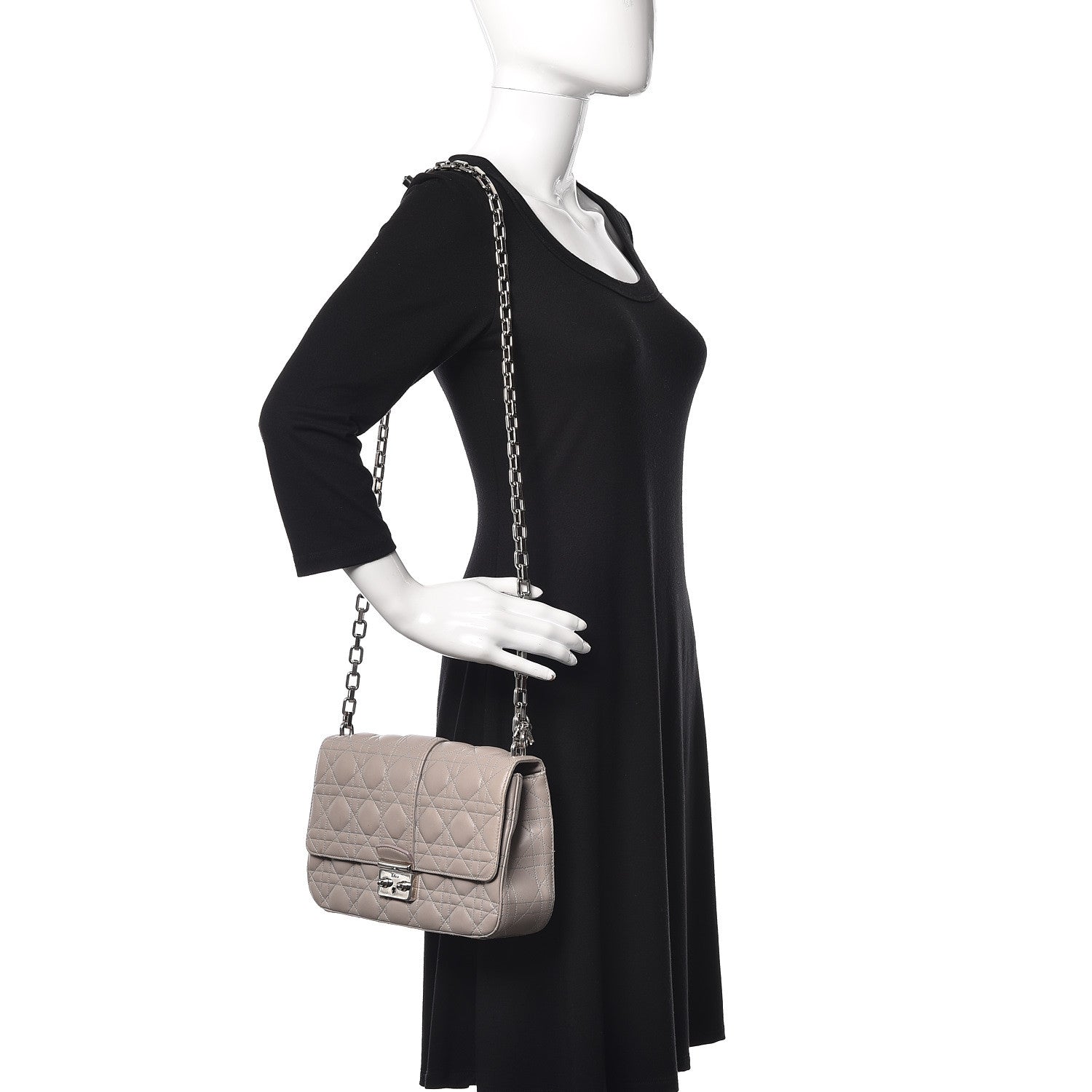 Christian Dior Lambskin Cannage Medium Miss Dior Flap Grey 2 of 15