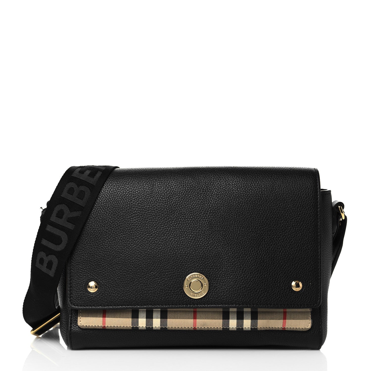 Burberry Grainy Calfskin Vintage Check Note Crossbody Bag Black 1 of 11