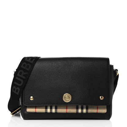 Burberry Grainy Calfskin Vintage Check Note Crossbody Bag Black 1 of 11