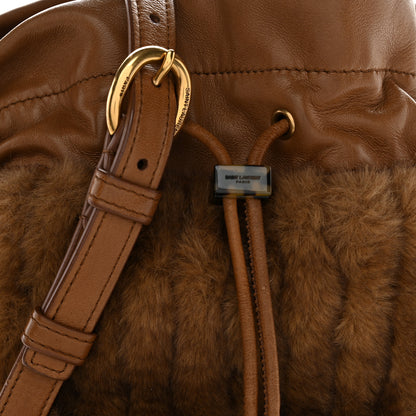 Saint Laurent Faux Fur Lambskin Bucket Bag Brown Chocolate 8 of 10