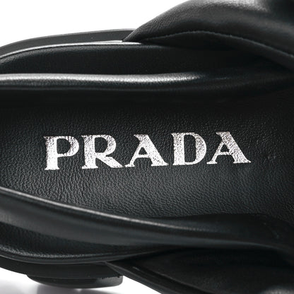 Prada Nappa Soft Metal Triangle Logo Padded Monolith 55mm Slingback Sandals 41 Black 7 of 9