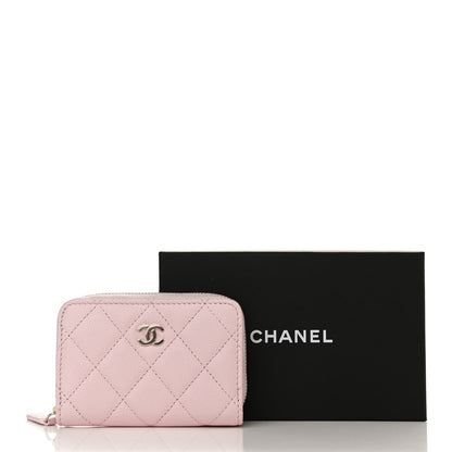 Chanel Caviar Quilted Zip Coin Purse Wallet Pink 9 of 9
