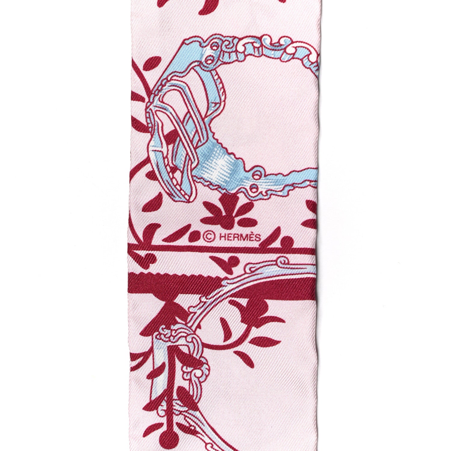 Hermes Silk Etriers Remix Twilly Rose Pale Bordeaux 3 of 4
