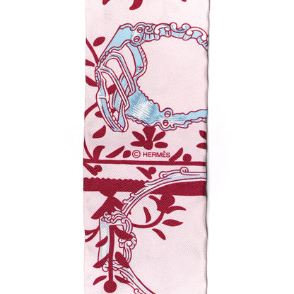 Hermes Silk Etriers Remix Twilly Rose Pale Bordeaux 3 of 4