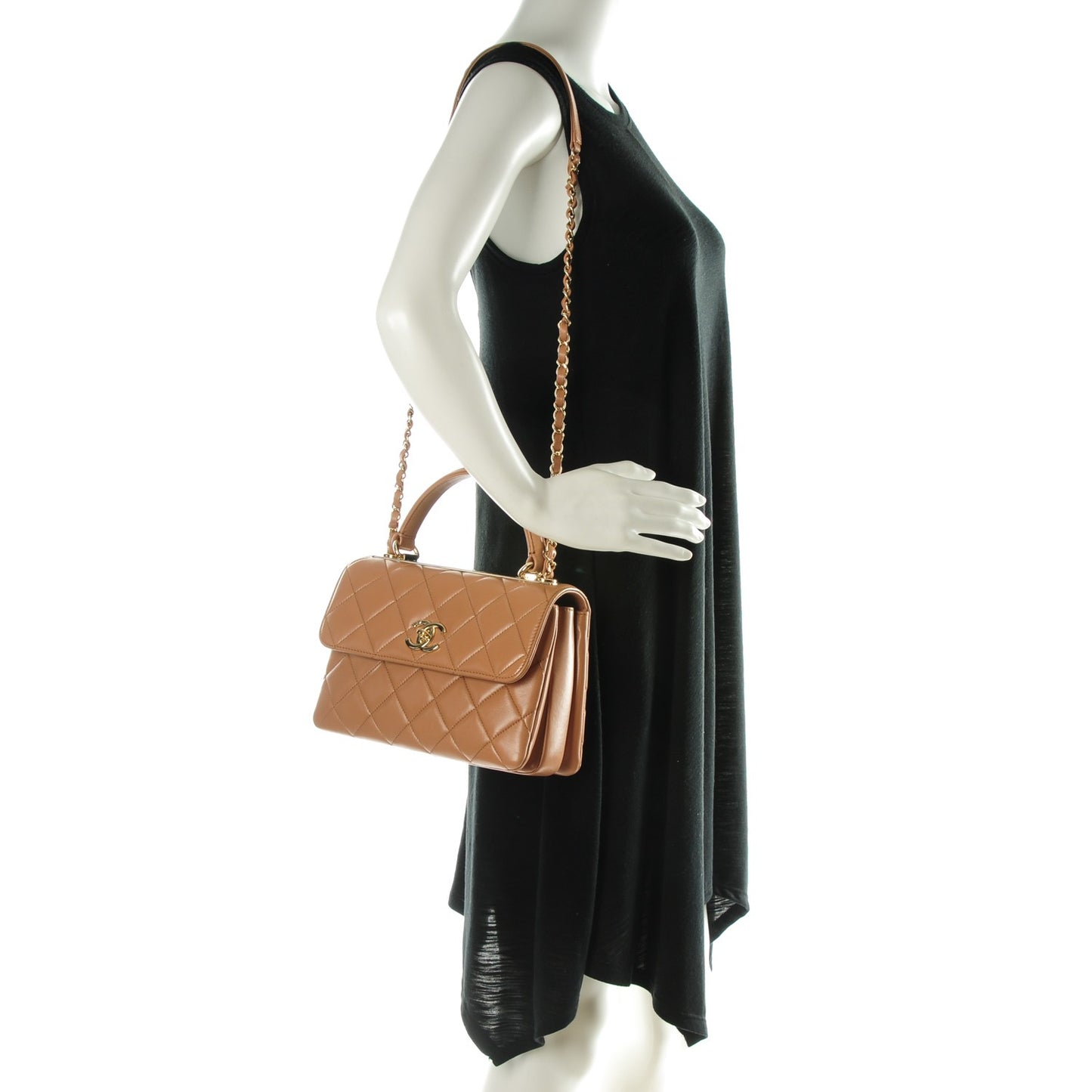 Lambskin Quilted Small Trendy CC Dual Handle Flap Bag Beige