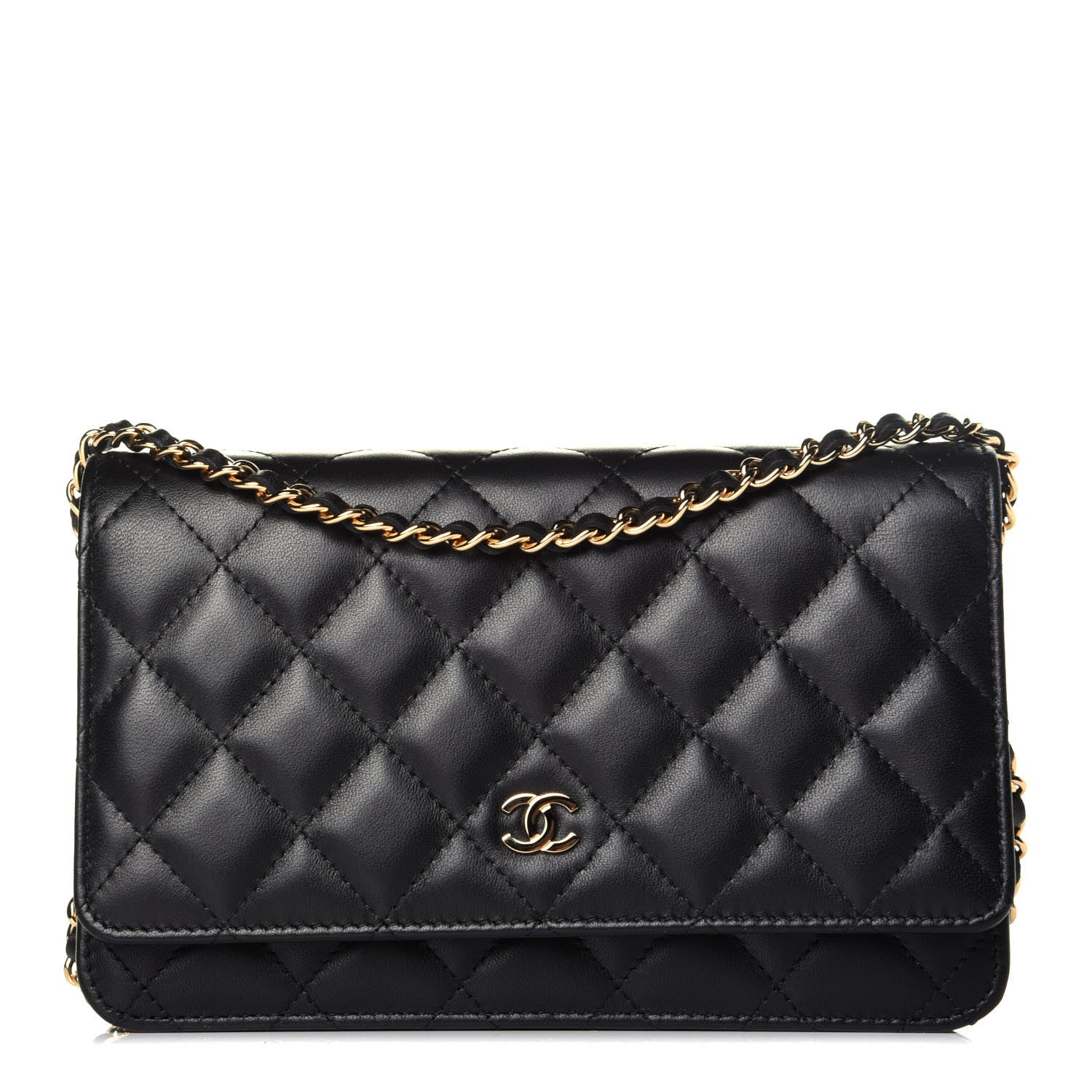 Chanel Lambskin Quilted Wallet On Chain WOC Black 1 of 10