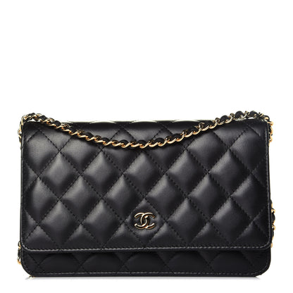 Chanel Lambskin Quilted Wallet On Chain WOC Black 1 of 10