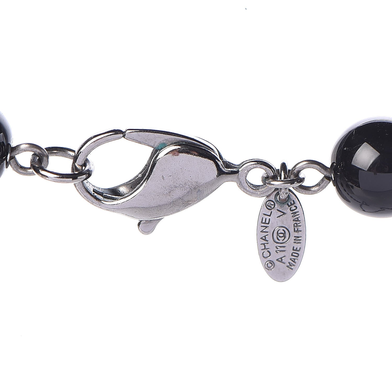 Chanel Ruthenium Pearl Beaded CC Long Necklace Black 4 of 4