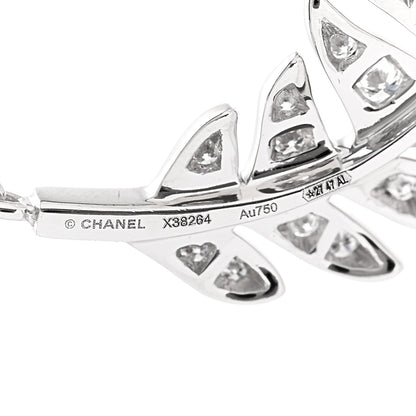 Chanel 18K White Gold Diamond Cultured Pearl Plume De Chanel Necklace 6 of 8