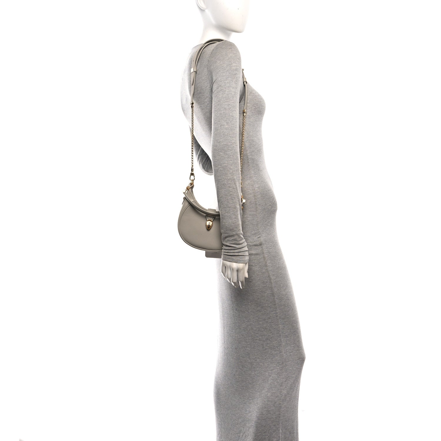 Bulgari Urban Grain Smooth Calfskin Mini Serpenti Ellipse Crossbody Bag Foggy Opal 2 of 11