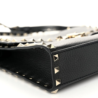 Valentino Garavani Pebbled Calfskin Medium Rockstud Flip Lock Crossbody Bag Black 8 of 9