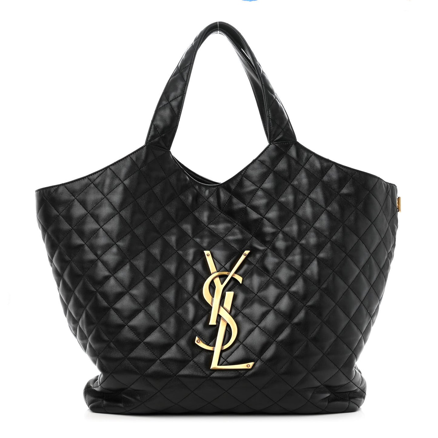 Lambskin Quilted Maxi Icare Shopping Tote Black
