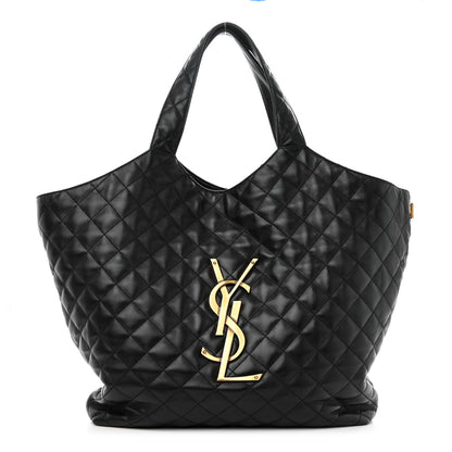 Saint Laurent Lambskin Quilted Maxi Icare Shopping Tote Black 3 of 10