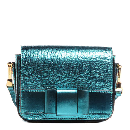 Burberry Metallic Calfskin Bow Detail Berkeley Crossbody Petrol Blue 1 of 9